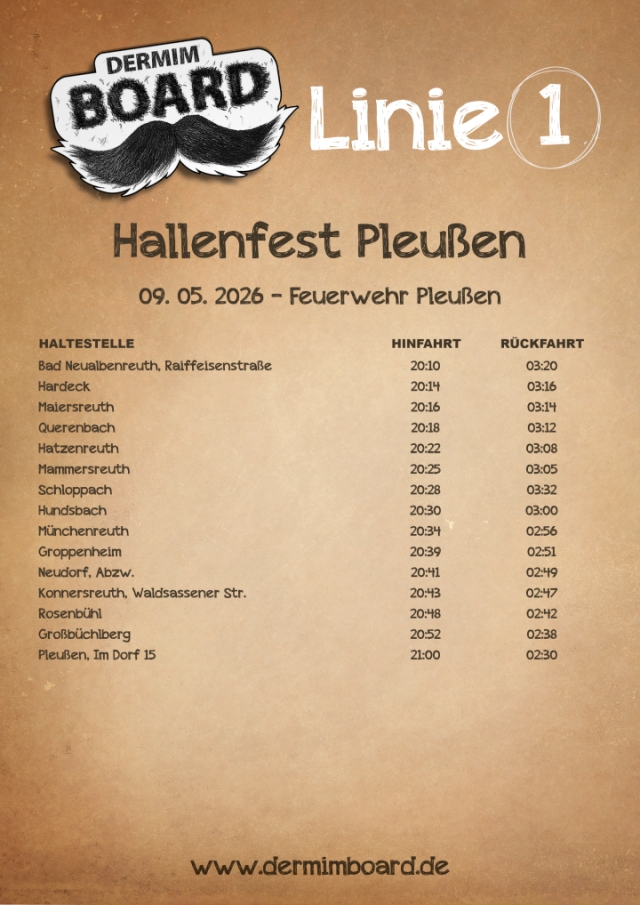 Hallenfest Pleussen 2026 Linie 1